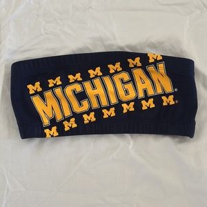 PINK Victoria’s Secret Michigan Wolverines Bandeau Top Navy Blue size Medium.